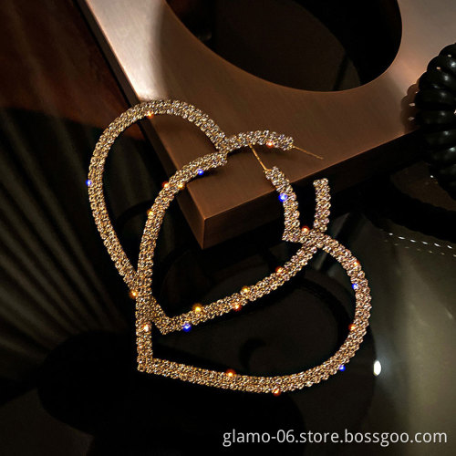 Big punk heart chain inspired hoop earrings gold plated errings ering women jewelry bulk ear ring for women 2021 woman jewelry